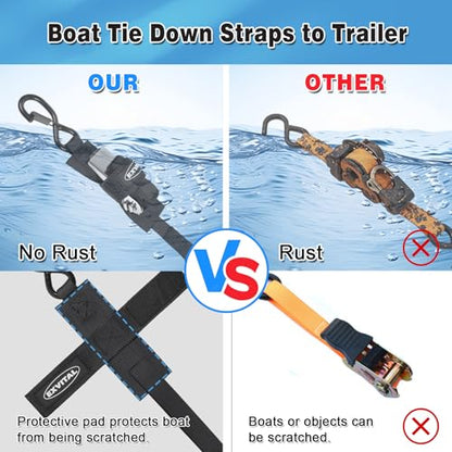 EXVITAL Boat tie Down Straps to Trailer 1"×4' Transom Straps - size: 1"×4’