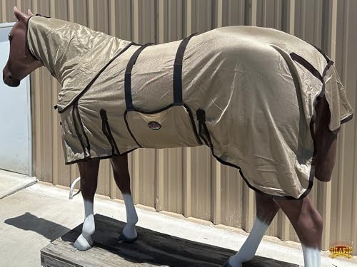 HILASON Horse Fly Sheet Breathable Mesh UV Protection Mosquito Bug Summer - color: Gold, size: 66 In