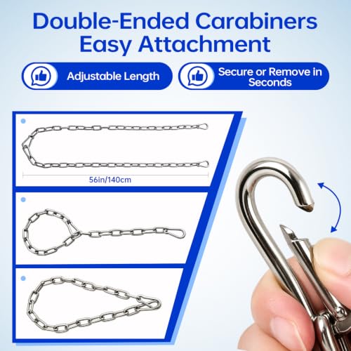 2 Pack Stainless Steel Gate Chain Lock, 5/32" x 28" Latch with Carabiners