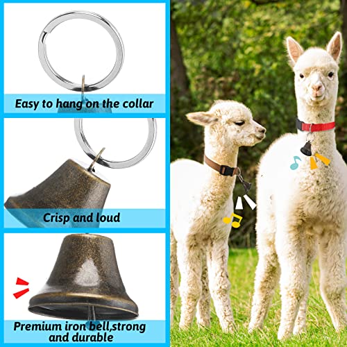 12 Sets Goat Collars with Bells Horse Sheep Grazing Cow Bells Adjustable Nylon Dog Bell Collar with Quick Release Buckle Anti Lost Pet with Copper Bell for Small Farm Animal Sheep Accessories