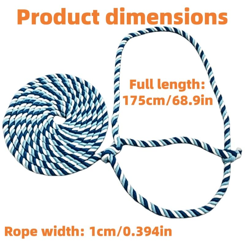 Cattle Rope Halter for Cow, Calf, Goat - 68.9in Braided Lead - color: Blue