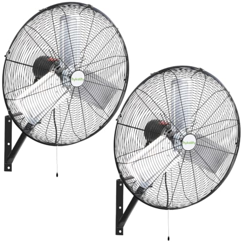 hykolity 24 in. 6500 CFM High Velocity Industrial Wall Fan, 3-Speed Heavy Duty Wall Mount Oscillating Shop Fan for Commercial, Warehouse, Garage, Workshops, Factory, 2 Pack - size: 24 IN