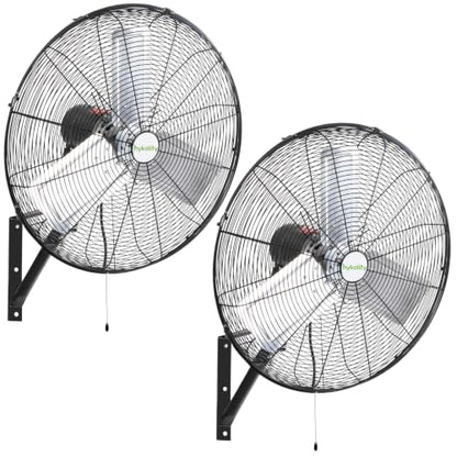 hykolity 24 in. 6500 CFM High Velocity Industrial Wall Fan, 3-Speed Heavy Duty Wall Mount Oscillating Shop Fan for Commercial, Warehouse, Garage, Workshops, Factory, 2 Pack - size: 24 IN