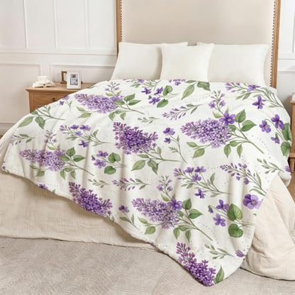 Lilac and Violet Blanket, Ultra-Soft Flannel Fleece Throw 60" x 80" - color: Lilac and Violet, size: 60"x80"