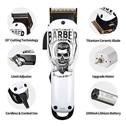 BESTBOMG® Professional Hair Clipper for Men, Barber Grooming Kit, BS-Y4 - color: White-1