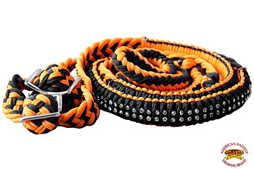 HILASON Braided Poly Barrel Reins 1" X 8Ft Flat Grip Knots - style: DLPA128