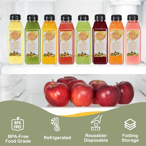 24pcs 16oz Empty Plastic Juice Bottles with Tamper Evident Caps - size: 16 Ounces
