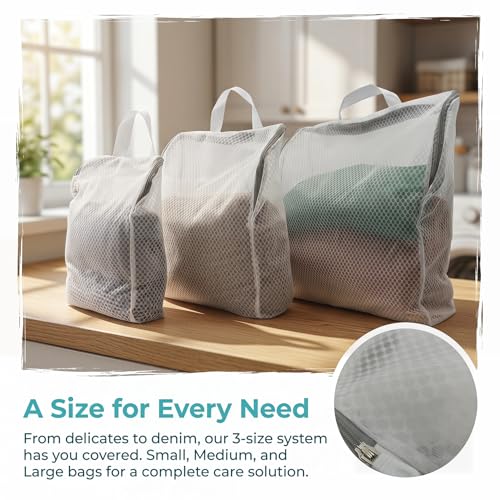Mesh Laundry Bags 3-Pack for Delicates, Large/Medium/Small