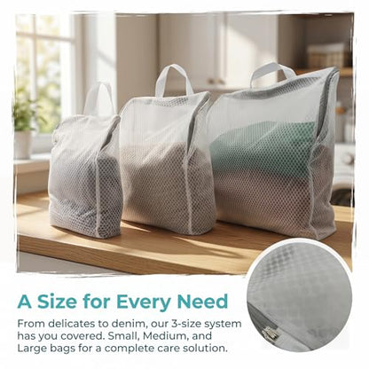 Mesh Laundry Bags 3-Pack for Delicates, Large/Medium/Small