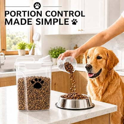 5-7Lbs Dog Storage Container with cleaning brush and Measuring Cup - color: 6QT+3QT-White