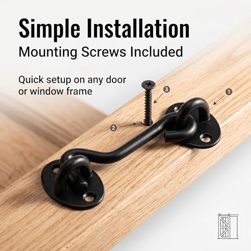 3” Privacy Hook and Eye Latch Easy Lock for Barn Door, Black (3 INCH-2PCS) - size: 3 INCH-2PCS