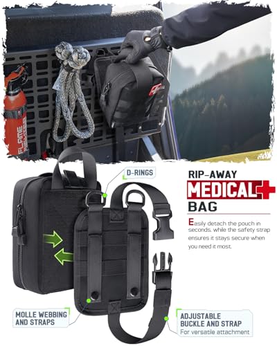 LIVANS 1000D First Aid Bag Empty, Medical Ifak Pouch for Emergency & EMT - color: Black-small Size(5.7"lx 3.4"w X 7.9"h)