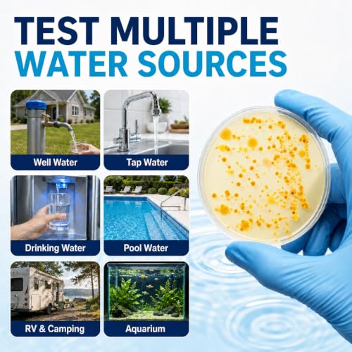 Bacteria Water Test Kit for Drinking Water, 12-Pack Well Water Testing Kit for Coliform and E. coli, At-Home Testing for Well, Tap, City and Pool Water, Includes Free Lab Analysis