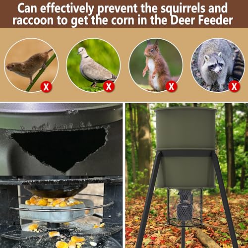 Deer Feeder Varmint Guard, 12.3” x 11.8” Varmint Cage for Feeders | All-Metal Deer Feeder Cage, Protective Cages for Feeder Keeping Wildlife Away Outdoor Hunting - color: black
