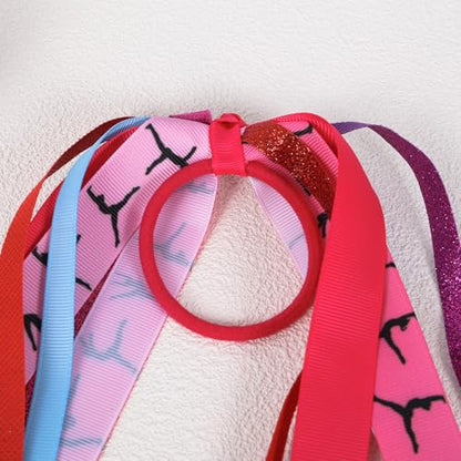 Girls Gymnastics Hair Ties Ponytail Holder Hair Ribbon Streamers Cute Gymnastics Dance Hair Accessories Sport Bow Elastic Hair Band Headband Gift for Gymnast Cheerleader Fan Women - color: Gymnastics