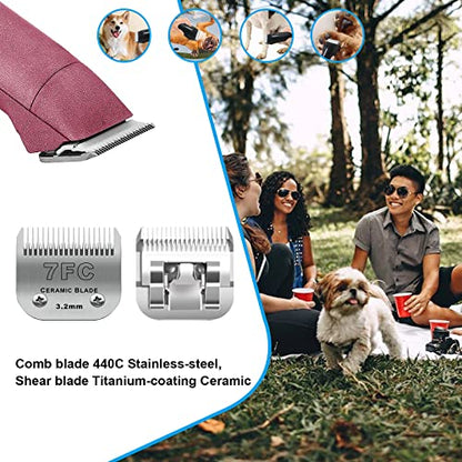 7FC Dog Grooming Ceramic Blades,Compatible with Andis,Oster A5,Wahl KM10 | Size 7FC Detachable Ceramic Blade 1/8-Inch 3.2MM Cut Length,3 Pack - size: 3pc 7FC:1/8''(3.2mm)