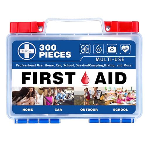 300 Piece Professional First Aid Kit, Navy Blue - color: Navy Blue