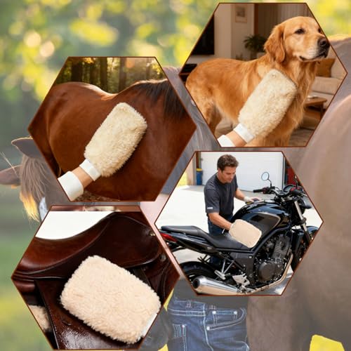 Curry Comb Kit, 6 Ring Curry Comb & Rubber Brush & Horse Grooming Mitts - color: Curry Comb Kit(3 Pcs)
