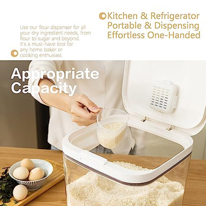 Rice Dispenser 10Lbs - Airtight with Measuring Cup, PET Material | 5L/5.0 Qt Capacity, Rice & Cereal & Pet & Laundry Pod Bin, Kitchen Bathroom Pet Food Pantry - color: 5.6 L
