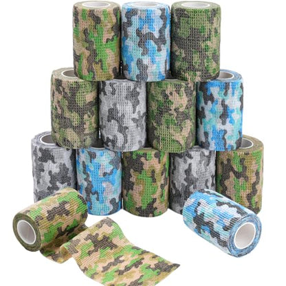 AZEN 12 Pack Camo Self Adhesive Bandage Wrap, 3" X 5 Yards Elastic Cohesive Bandage Wrap, Athletic Tape, Tattoo Tape Wrap, Vet Wrap, Ankle Tape (Camo) - color: Camo, size: 3IN - 12Pack
