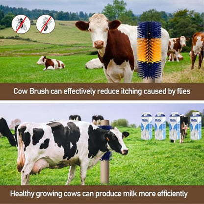 Livestock Scratching Brush, Flexible PBT Horse Grooming Kit Horse Brushes, Massage Brush Kit for Cattle, Cow, Sheep, Horses Goat Supplies (Yellow-Blue, 2 pack)