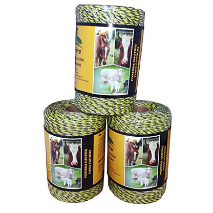 Farmerry 1312 Feet Portable Electric Fence Polywire with 6 Conductors, Yellow and Black, 400 Meters - size: 1312 Feet