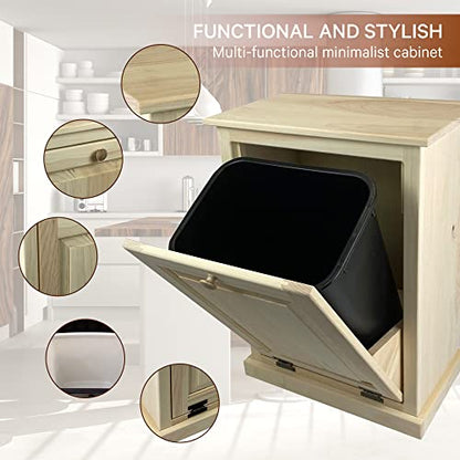 Peaceful Classics Wooden Tilt Out Trash Cabinet, Unfinished - color: Unfinished, style: Without Drawer