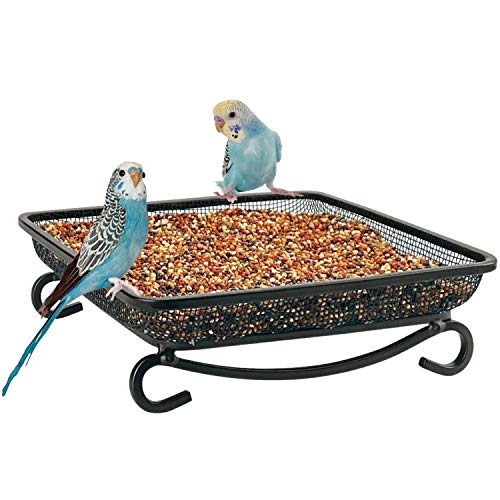 MIXXIDEA Ground Bird Feeder Tray, Metal Platform Mesh Seed Tray for Bird Feeders, Great Attracting Garden Yard Decoration for Wild Birds Squirrels Dove (1 Pack) - size: 7x7 inches (1 pack)