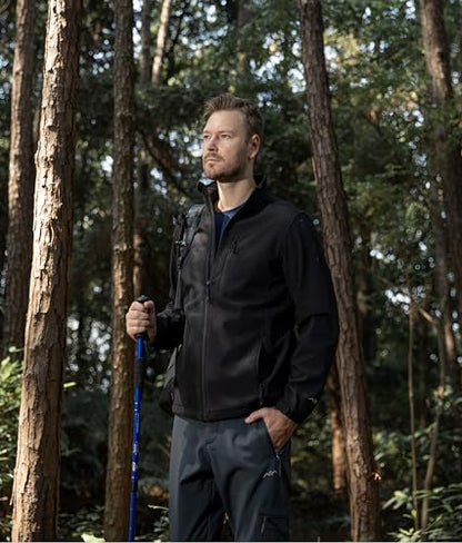 TRAILSIDE SUPPLY CO. Men's Softshell Jacket Fleece Lined Windbreaker,Lightweight Water Resistant Winter Coat - color: Black (022), size: Small