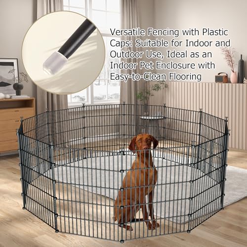 10 Panel No Dig Metal Garden Fence 32"H x 23.6'L Dog Fence Outdoor for Yard | Rustproof welded metal with ground stakes for outdoor yards, patios. Modular design restrains pets, rabbits and small animals - size: 10 Panels-23.6 ft(L) X 32 in(H) without Gat