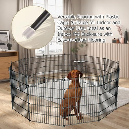 10 Panel No Dig Metal Garden Fence 32"H x 23.6'L Dog Fence Outdoor for Yard | Rustproof welded metal with ground stakes for outdoor yards, patios. Modular design restrains pets, rabbits and small animals - size: 10 Panels-23.6 ft(L) X 32 in(H) without Gat