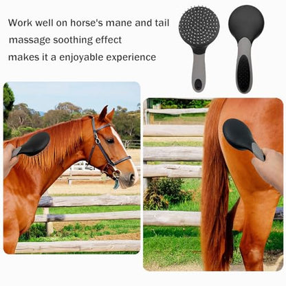 Horse Mane & Tail Combs Horse Brushes Shedding Brush Grooming Tool for Equine Long Haired Dogs (Black) - color: Black