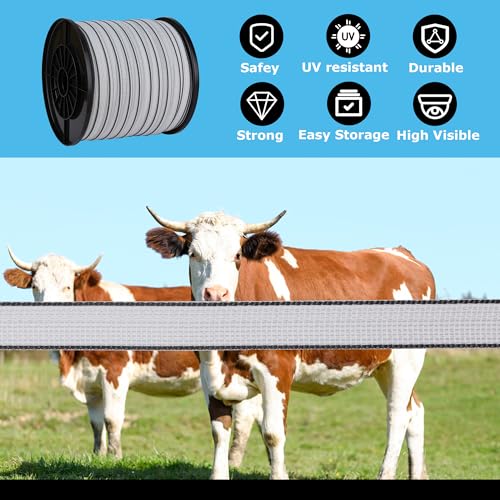 Electric Fence Tape 1 inch, Electric Fence Poly Tape 6ss Conductors 656' - color: 1 in, size: 656 FEET