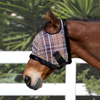 Kensington Fly Mask with Fleece Trim for Horses — Protects Face and Eyes Helps Block Sun Rays While Allowing Full Visibility — Breathable and Non Heat Transferring - color: 121 - Deluxe Black