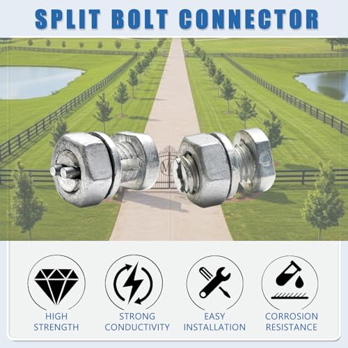 Split Bolts Electrical Fence Connector, 12PCS Wire Join Clamp Split Bolt Wire Connector for Electric Fence Wire, High Tensile Wire, Polywire, Jumper & Underground Cable (Hex Nut for Tight Grip)