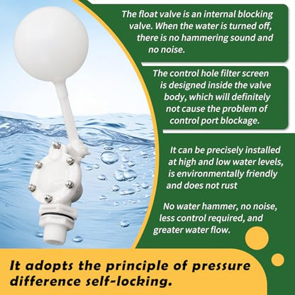 3/4 Detachable Floating Float Valve,White Plastic Water Float Valve with Adjustable Arm for Water Level Control for Water Tank Pond, Livestock Waterer (3/4") - size: 0.75 Inch