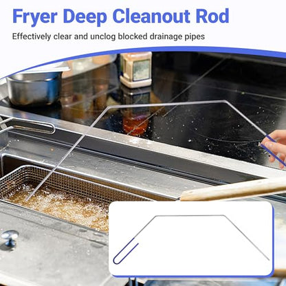3 PCS Fryer Cleaning Tools with Deep Fryer Brass L-Shaped Brush, Deep Fryer Cleanout Rod, Long Handle Deep Basket Brush for Restaurants, Air Fryers, Deep Fat Fryers - color: 3pcs Brass Brush
