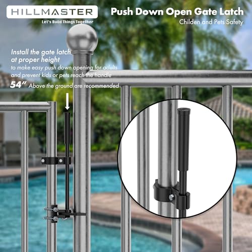 Auto Pool Gate Latch,Chain Link Child Safety Pool Latch for Chain Link 1-3/8" Gate Frames and 2-3/8" Gate Posts,Push Style Pool Latch for Outdoor Fence Self-Latching Pool Latch with Spring Closer - size: 1-3/8"x2-3/8"