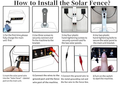 30 Miles/48km Solar Electric Fence Charger,15W Solar Powered Fencer with Adjustable 6KV to 12KV Output (0.3J-1.5J),Battery Level LCD Display,All-Weather Kit for Livestock,Deer,Farm,Yard - color: Orange