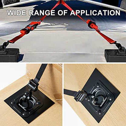 Lonffery 4 Pack Black Recessed D-Ring Tie Down Anchors and Adjustable Trailer Coupler