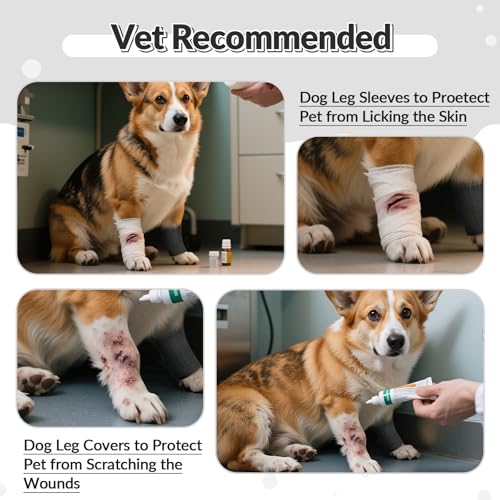 ROZKITCH 4 PCS Dog Leg Protection to Help Reducing Licking Scratching Elbow - color: DarkGrey, size: S-Leg Girth: 2.04in