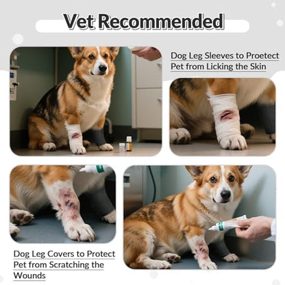 ROZKITCH 4 PCS Dog Leg Protection to Help Reducing Licking Scratching Elbow - color: DarkGrey, size: S-Leg Girth: 2.04in