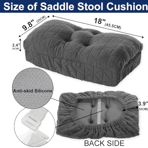 BUYUE Saddle Stool Seat Cushion, Luxury Triangle Fashion Jacquard with Anti-Skid Silicone Bar Stool Cushion Padded (Dark Grey, Rectangular,1 Count) - color: Dark Grey, style: Saddle