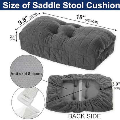 BUYUE Saddle Stool Seat Cushion, Luxury Triangle Fashion Jacquard with Anti-Skid Silicone Bar Stool Cushion Padded (Dark Grey, Rectangular,1 Count) - color: Dark Grey, style: Saddle