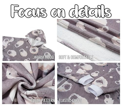 Huglanket Sheep Gifts for Women, Sheep Gifts Unique Wearable Blanket Hoodie, Oversized Flannel Hooded Blanket