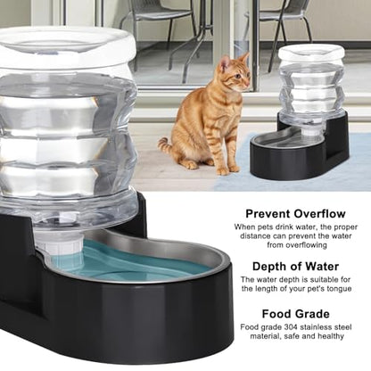 RIZZARI 4L Gravity Cat Water Dispenser:Spill Resistant for Apartments - color: Jet Black, size: 4L