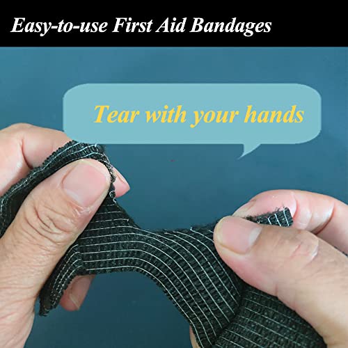 Self Adhesive Bandage Wrap,2" Black Cohesive Bandages Vet Wrap Sports Tape - color: Black Self Adhesive Bandage Wrap