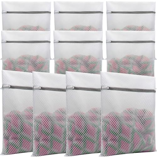 10 Pcs Laundry Bags Mesh Wash Bags, Premium Durable Double-Layer Honeycomb Mesh Laundry Bags for Delicates 12 x 16 Inches - color: 10 Pcs Medium Wash Bags