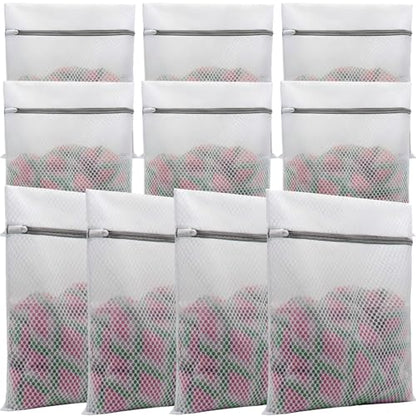 10 Pcs Laundry Bags Mesh Wash Bags, Premium Durable Double-Layer Honeycomb Mesh Laundry Bags for Delicates 12 x 16 Inches - color: 10 Pcs Medium Wash Bags