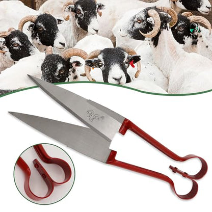 Hand Shears For Sheep Shearing, 6.1-Inch Carbon Steel Bladel Sheep Shears | Classic Style，Manual Livestock Grooming Shears for Sheep, Goat, Alpaca, Rabbit, Horse, Dog – One-Handed Lightweight Portable - style: red handle